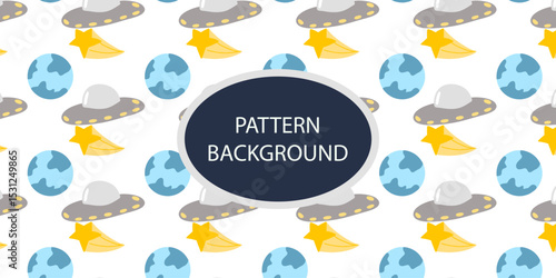 planet and solar system doodles pattern background