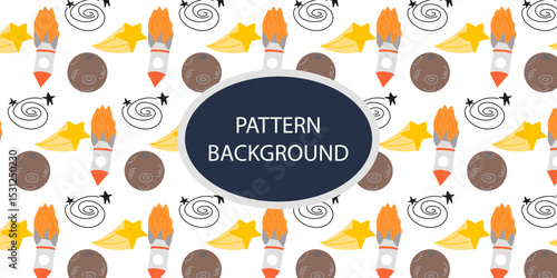 planet and solar system doodles pattern background