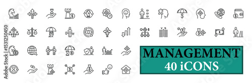 MANAGEMENT icon collection, with editable stroke. MANAGEMENT thin line icon set. Vector illustration.