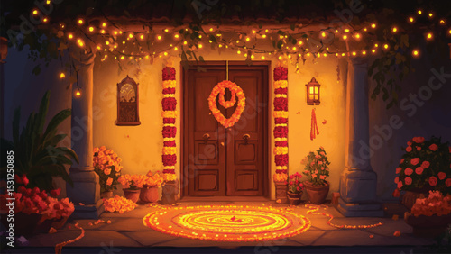 Diwali-themed illustration for social media post design