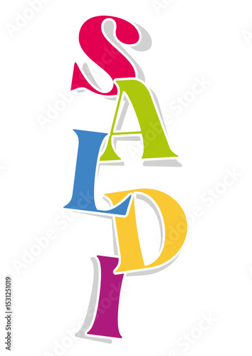 SALDI scritta colorata
