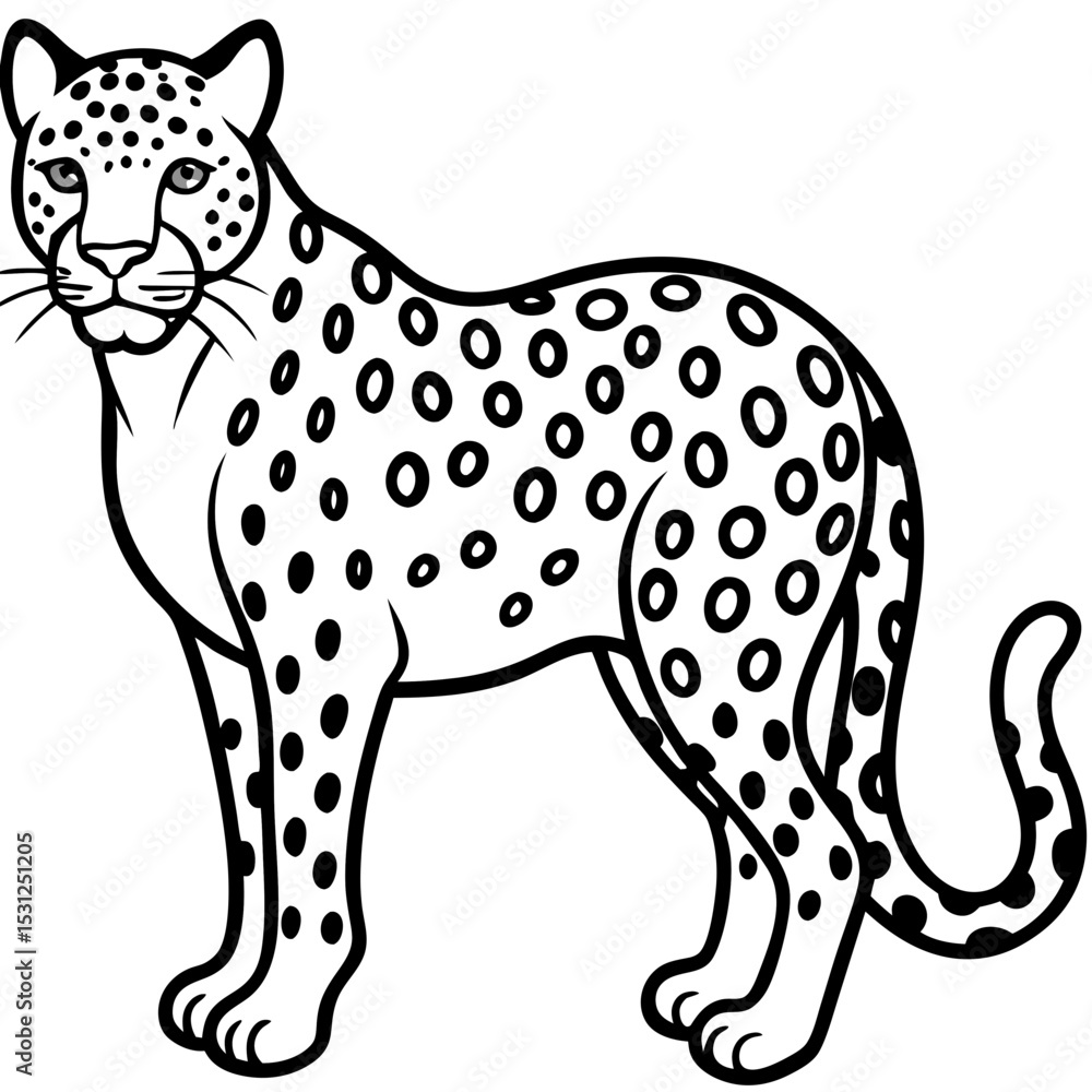 Fototapeta premium Leopard Layers line art vector