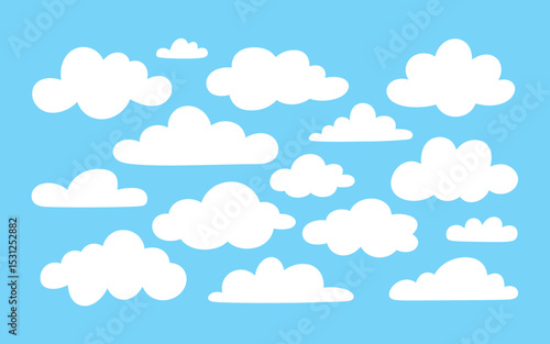 Collection of Simple White Cloud Illustrations Perfect for Digital Designs