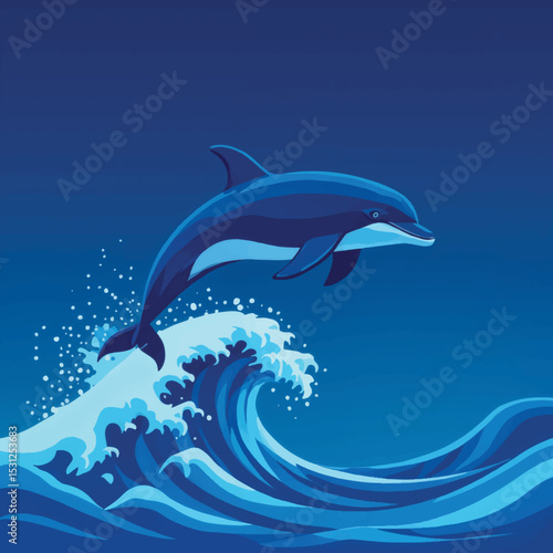 Dolphin jumping over ocean waves