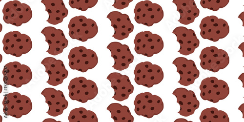 Cookies pattern background.  illustration with biscuit and oatmeal cookies. cartoon elements isolated on monochrome background.