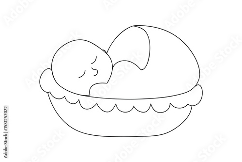 Sweet dreams baby line drawing cradle sleep infant