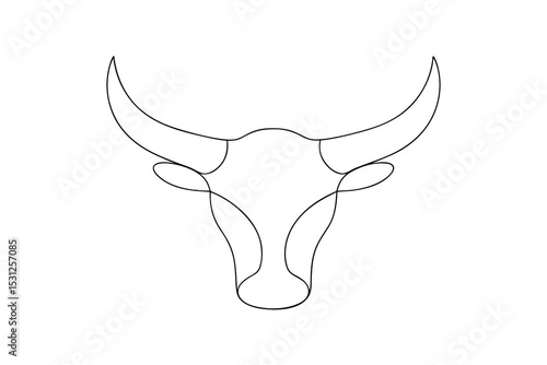 Minimalist line drawing of a bull head