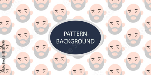 Emoticon head people pattern background. Diverse people crowd silhouette abstract art seamless pattern. Multi-ethnic community, cultural diversity group background drawing illustration in black white