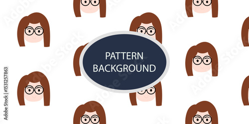 Emoticon head people pattern background. Diverse people crowd silhouette abstract art seamless pattern. Multi-ethnic community, cultural diversity group background drawing illustration in black white