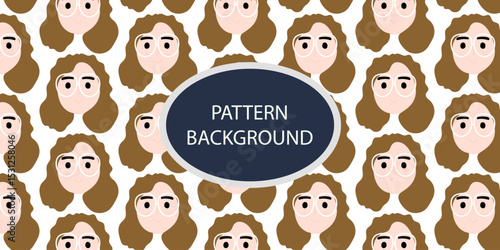 Emoticon head people pattern background. Diverse people crowd silhouette abstract art seamless pattern. Multi-ethnic community, cultural diversity group background drawing illustration in black white