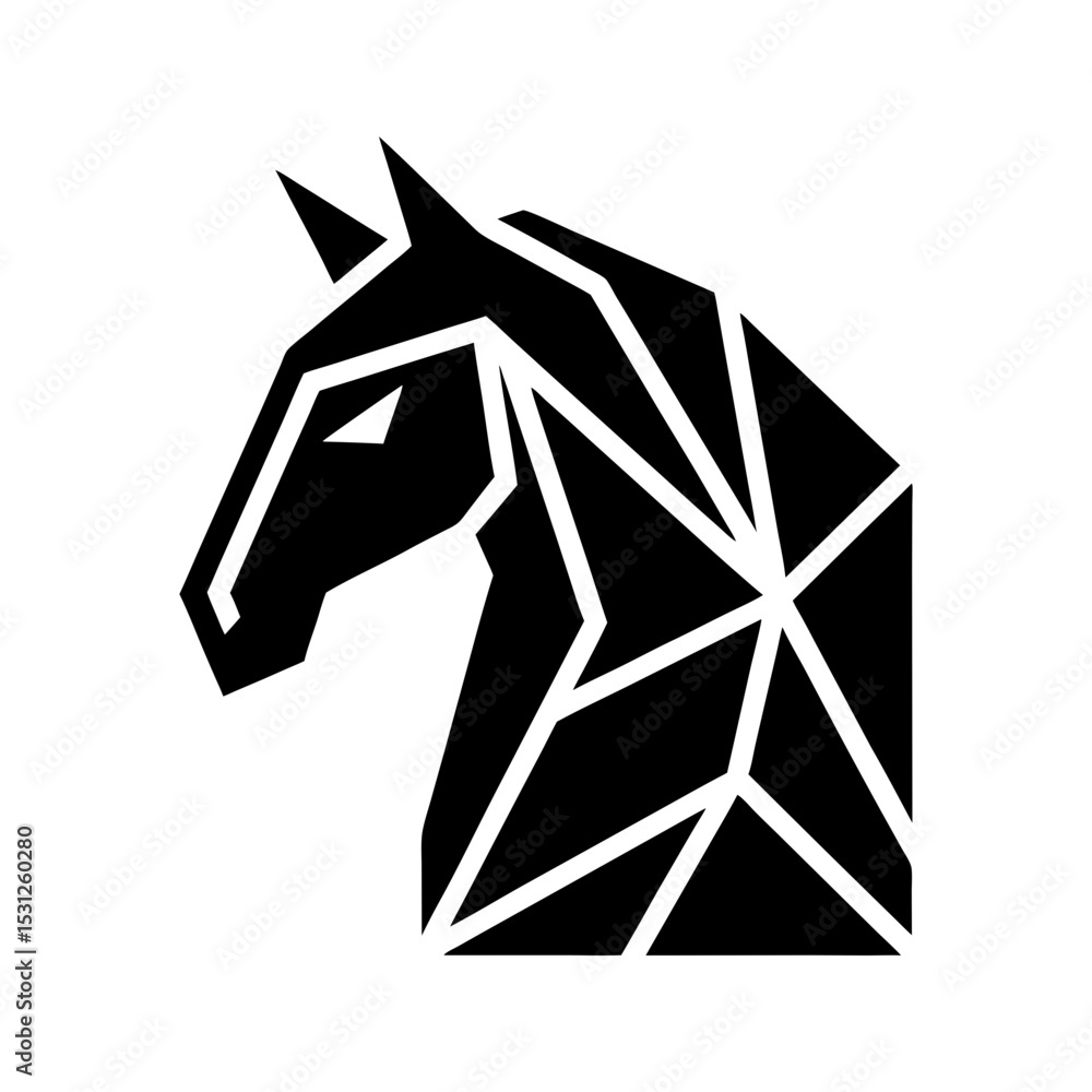Obraz premium Geometric horse head logo icon vector illustration