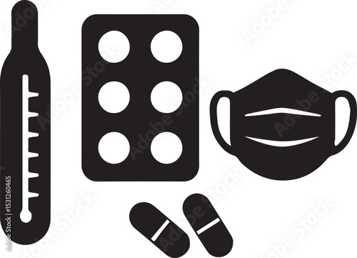 Collection of isolated medicine pills and capsules, a vital symbol for health and pharmacy design