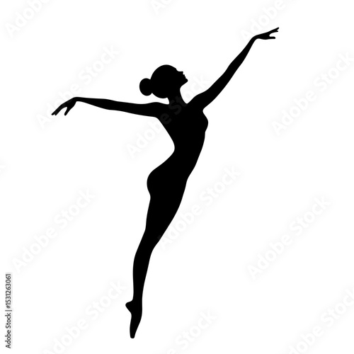 Elegant silhouette of a ballet dancer in mid-leap, perfect for art, dance events, and inspirational themes