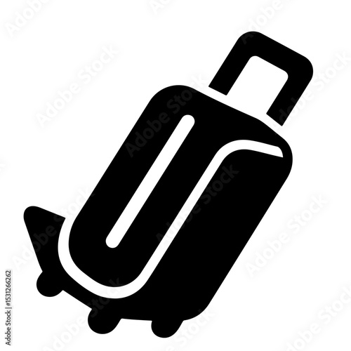 Black Rolling Suitcase Icon, Vector Illustration