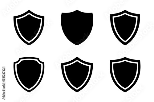 Collection of six varied shield shape illustrations