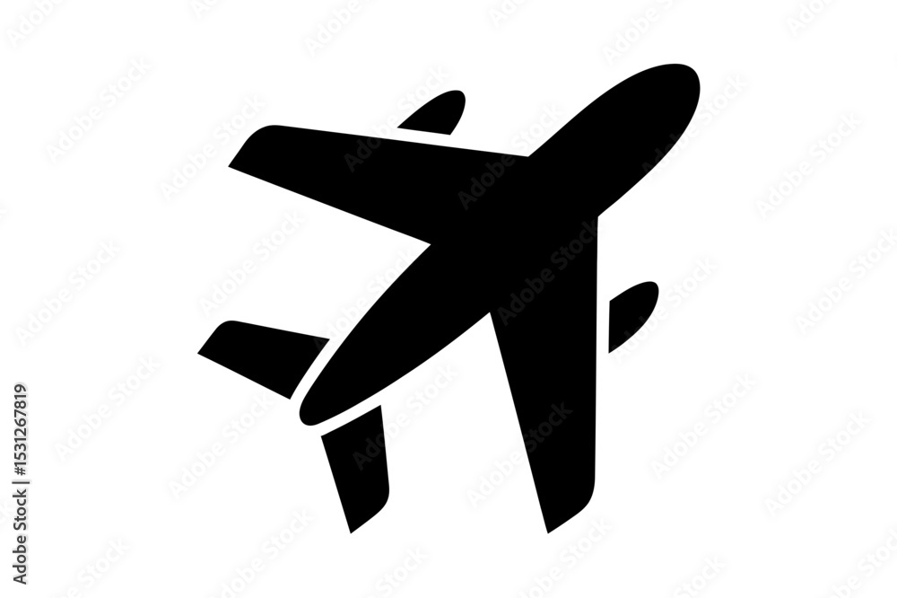 Obraz premium Silhouette of an airplane in flight from below view