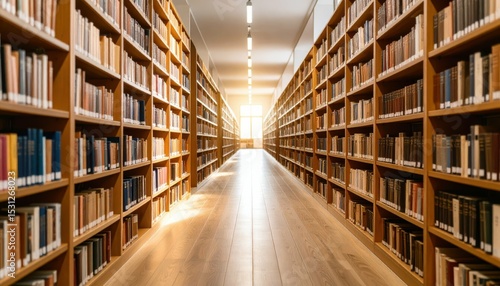 Wallpaper Mural Cozy Pathway of Stacked Books in an Endless Library with Warm Light Torontodigital.ca