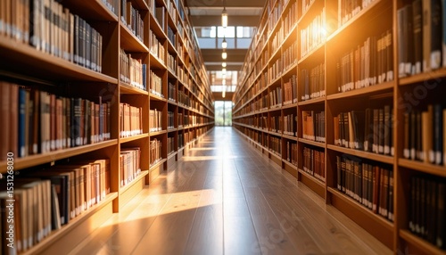 Wallpaper Mural Cozy Pathway of Stacked Books in an Endless Library with Warm Light Torontodigital.ca
