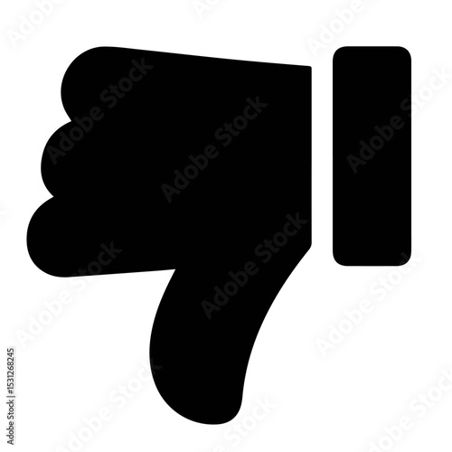 Black Thumbs Down Icon, Negative Feedback Symbol, Vector Illustration