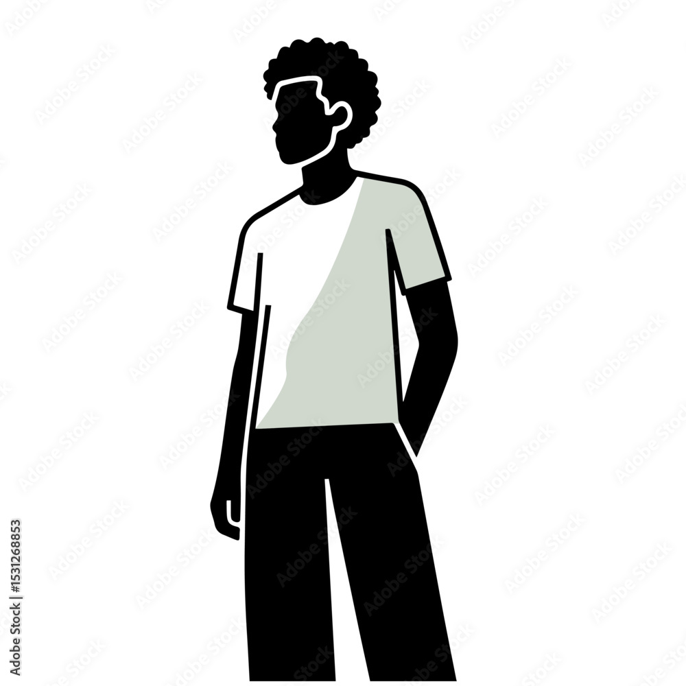 Stylish Black Man Silhouette, Vector Illustration, Minimalist Design Stylish Black Man Silhouette, Vector Illustration, Minimalist Design