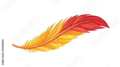 Elegant Bird Feather Vector Illustration Isolated on White Background