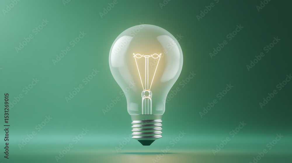 A glowing light bulb on a soft green background, symbolizing creativity, innovation, and ideas coming to life. A glowing light bulb on a soft green background, symbolizing creativity, innovation, and ideas coming to life.