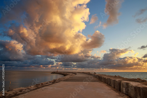 Wallpaper Mural Stone breakwater in bay, Atlantic Ocean coast, Figueira da Foz, Portugal Torontodigital.ca