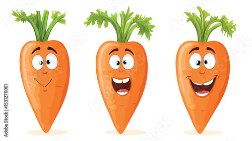 Smiling Cartoon Carrot Face Character Vector Isolated Illustration