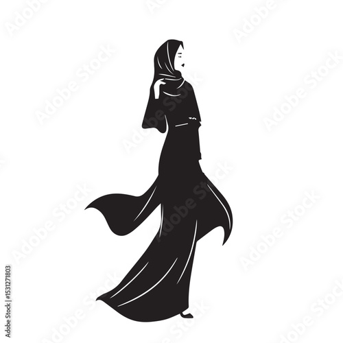 Elegant muslim woman in black abaya and hijab