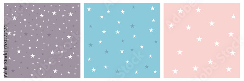 Tiny Stars Seamless Vector Patterns. Hand Drawn Simple Textile, Wrapping Paper. Starry Print for Fabric, Infantile Style Galaxy Design. Little Stars design. Vector Illustration . EPS 10 .  