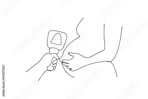 Continuous line drawing pregnant woman ultrasound scan