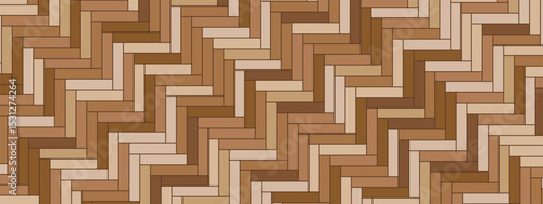 Classic wooden parquet in herringbone layout. Seamless vector floor pattern with natural wood grain effect. Perfect for interior mockups and design projects.