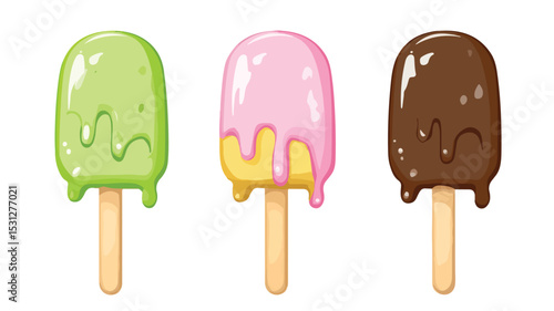 Melting Ice Cream Bar Dripping Vector Isolated Illustration