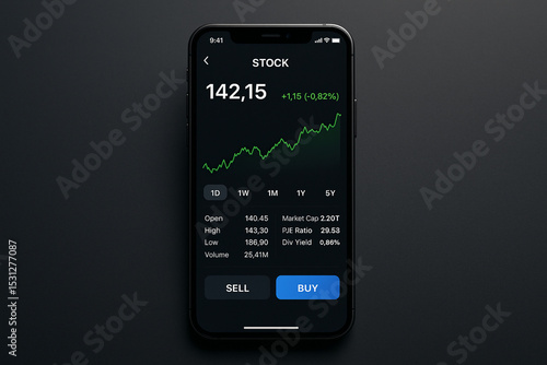 Smartphone with Stock Market App Displayed – Financial Investment Technology