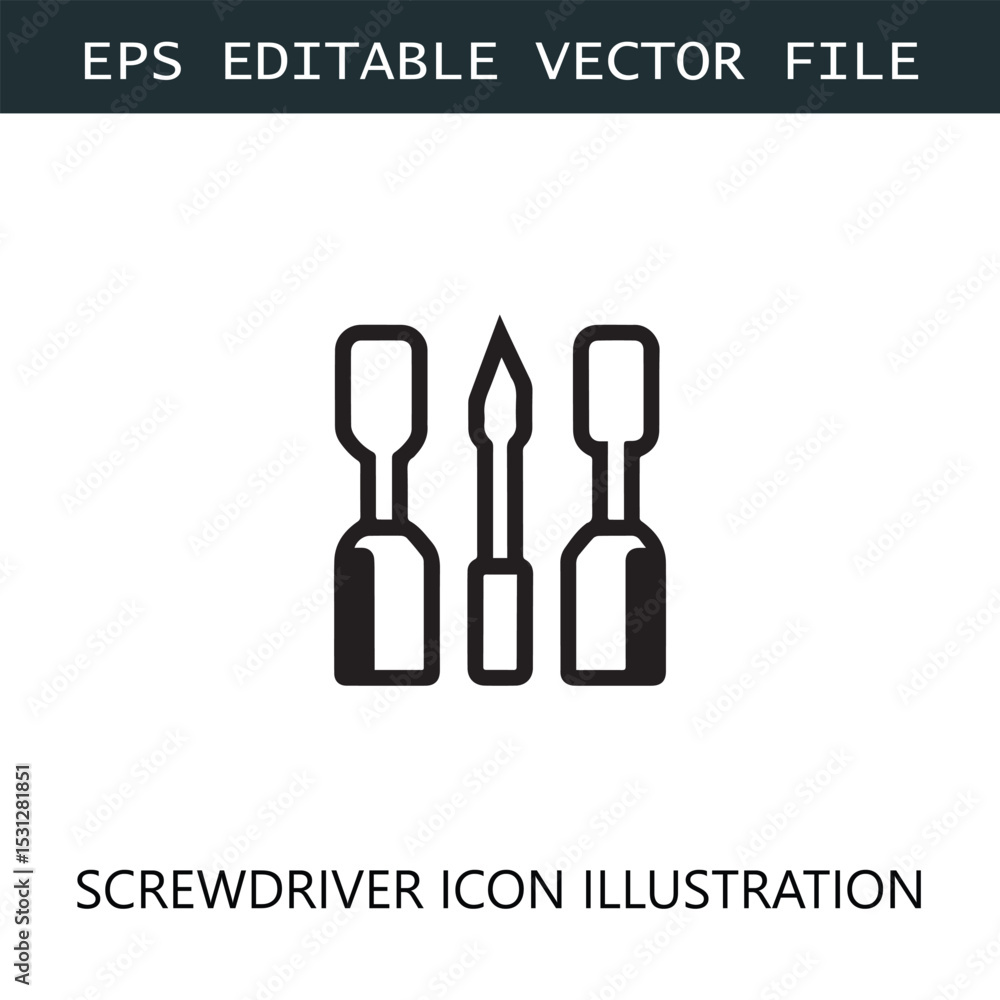 Fototapeta premium Screwdriver Icon Logo Vector Image in Black and White