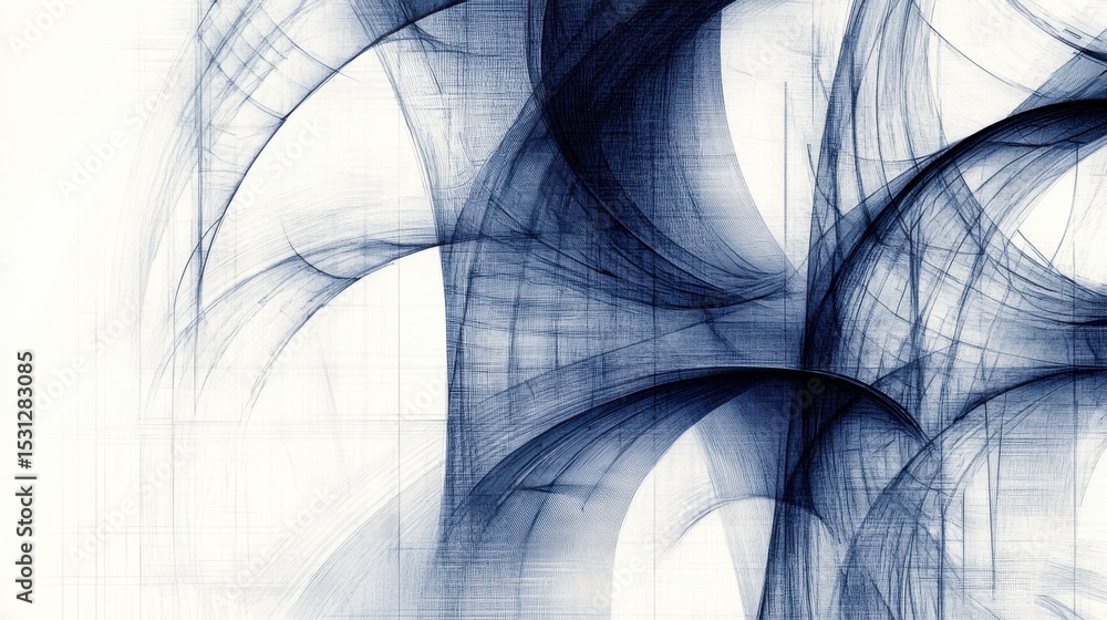 Obraz premium Abstract blue shapes weaving through white space
