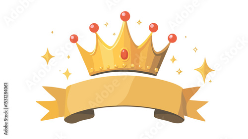 Elegant Winner Banner with Crown Vector for Isolated Illustration