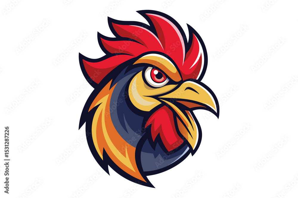 Rooster Head Mascot Logo Vector Simple Elements Illustration Rooster Head Mascot Logo Vector Simple Elements Illustration