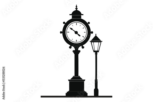 Elegant street clock vector elements illustration for urban design and vintage decor