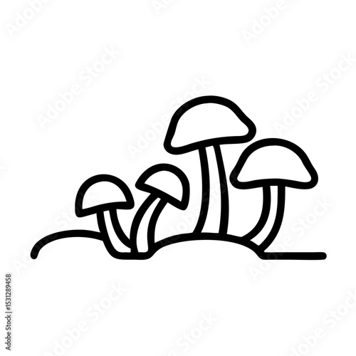 Mushroom Line Art Illustration Simple Nature Fungi Design
