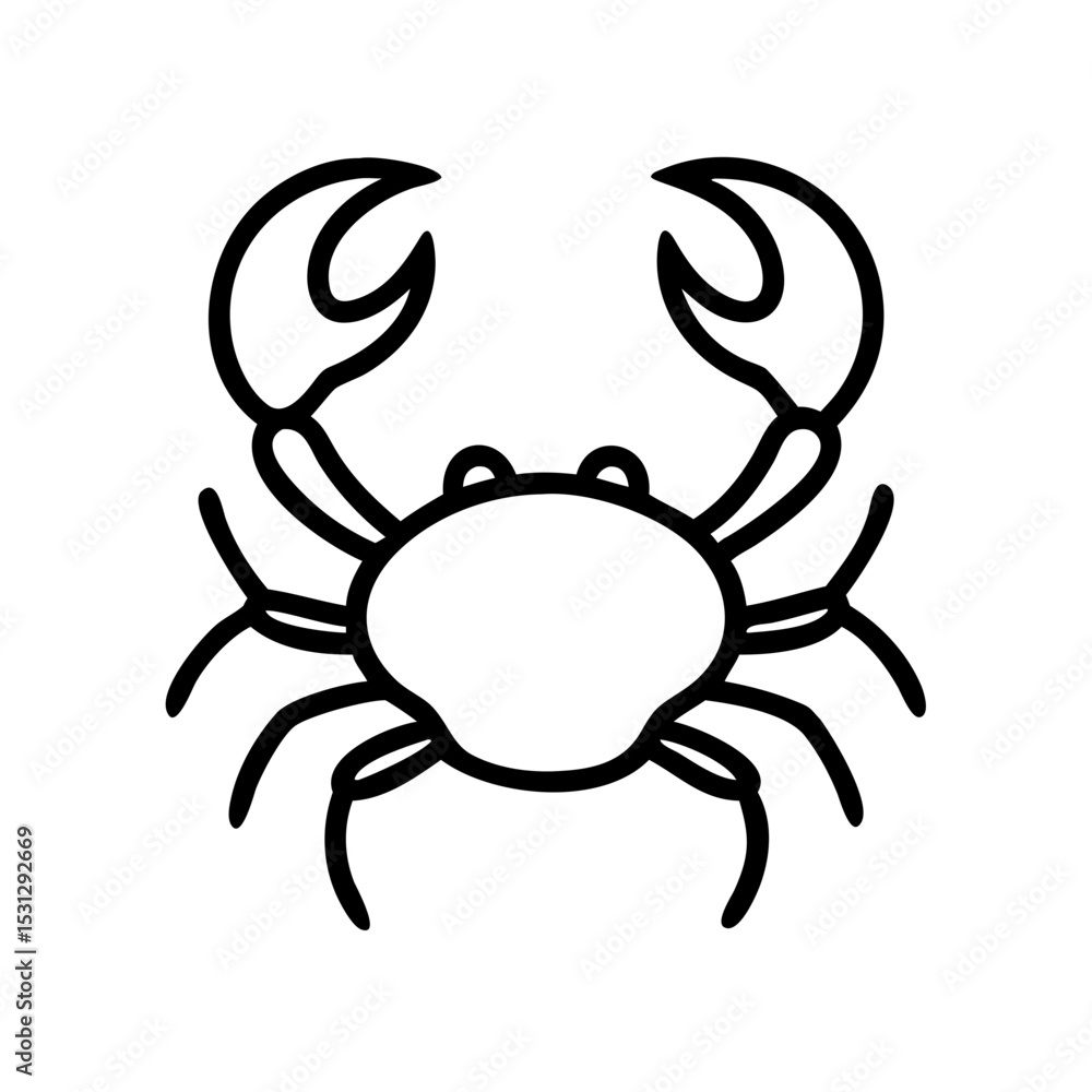 Obraz premium Crab black and white silhouette on white background