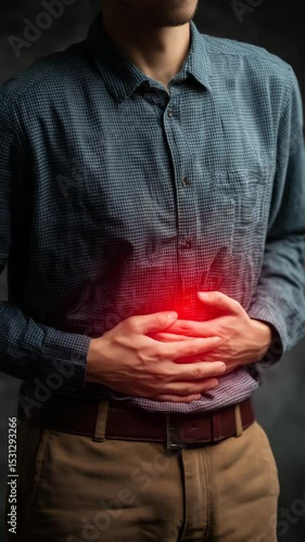 Wallpaper Mural Man suffering from stomach pain holding abdomen
 Torontodigital.ca
