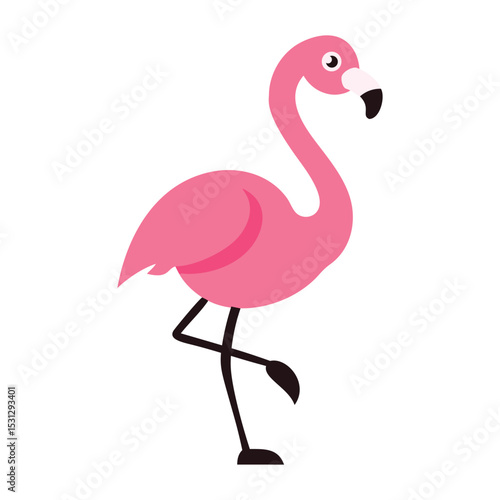 pink flamingo flat cartoon vector illustration