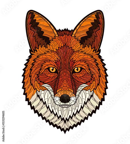 Artistic Fox: A beautifully stylized artistic illustration of a fox, focusing on the intricate details of its fur and expression.