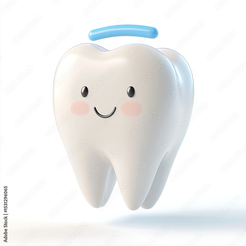 Cute cartoon tooth with halo Cute cartoon tooth with halo