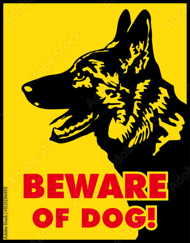 Beware of Dog: A striking graphic showcases a vigilant German Shepherd, a bold warning against potential intrusion.