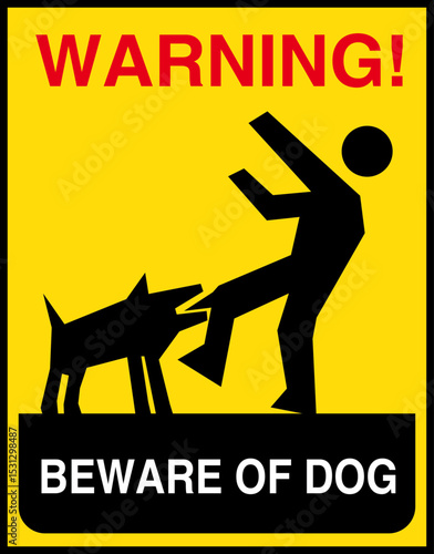 Beware of Dog Warning Sign: A bold, clear warning sign conveying caution about a potentially dangerous dog, using striking visuals to grab immediate attention.