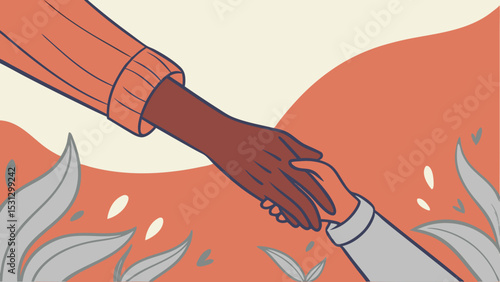 Helping Hands Illustration Symbolizing Compassion Eldercare Support Intergenerational Dignity