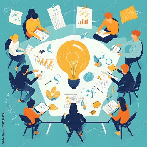 Creative Teamwork and Brainstorming Concept for Agency Promotions highlights the energy and collaboration behind successful ideas. Featuring visuals of diverse team members sharing thoughts, sketching