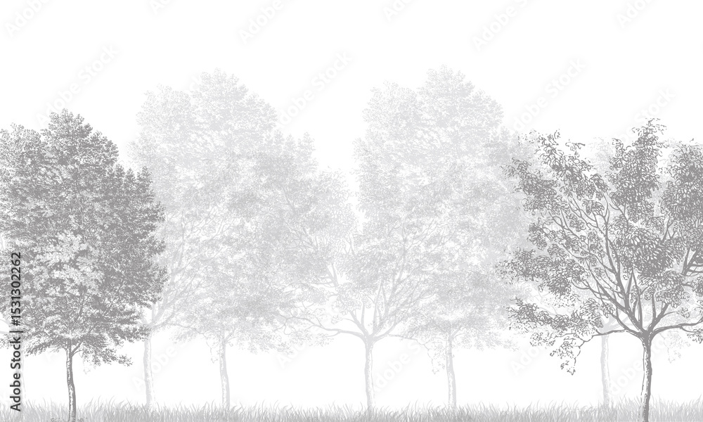 custom made wallpaper toronto digitalModern Nature Wall Mural: Black & White Tree Silhouettes Background Design